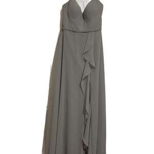 Azazie Naeem A-Line Ruffle Chiffon Floor-Length Dress Dolphin Grey Size 8 NWT!